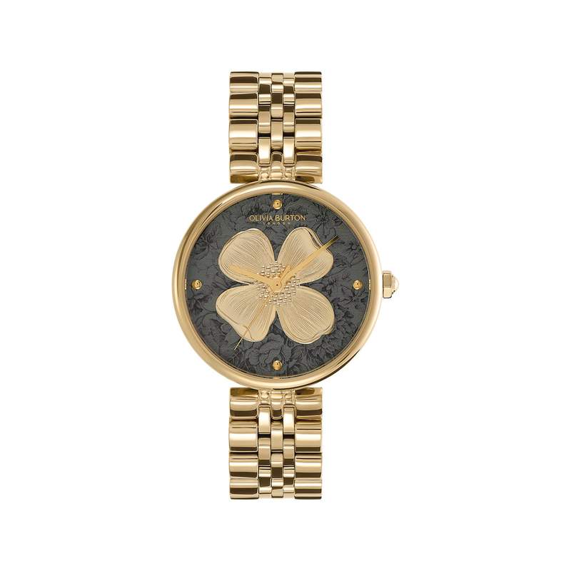 Montre OLIVIA BURTON dogwood femme analogique, bracelet acier doré jaune - vue 1