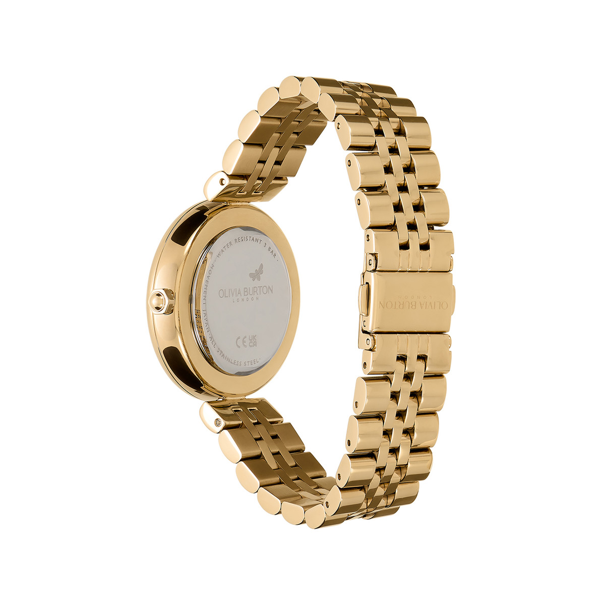 Montre OLIVIA BURTON dogwood femme analogique, bracelet acier doré jaune - vue 3