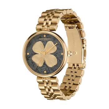 OLIVIA BURTON analoog dogwood dameshorloge, geelgouden roestvrijstalen armband