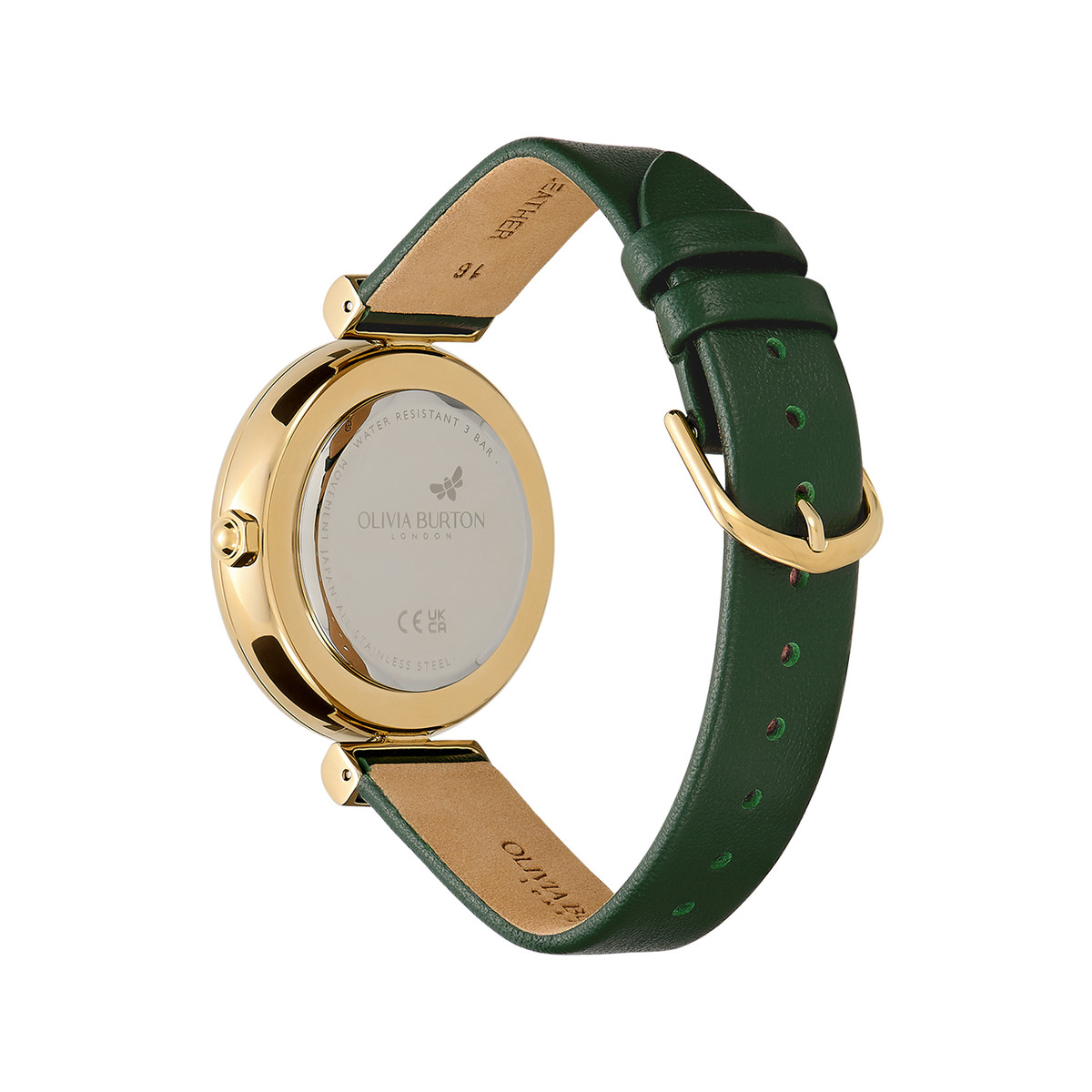 Montre OLIVIA BURTON dogwood femme analogique, bracelet cuir vert - vue 3