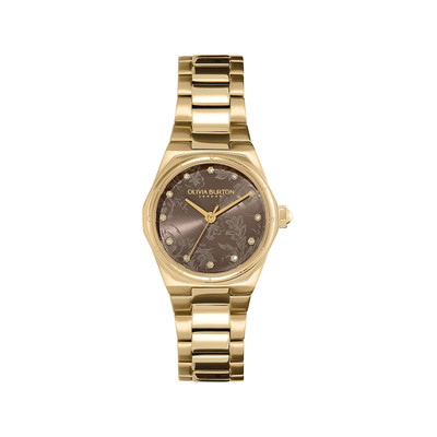 Montre OLIVIA BURTON mini hexa femme analogique, bracelet acier doré jaune - vue 1
