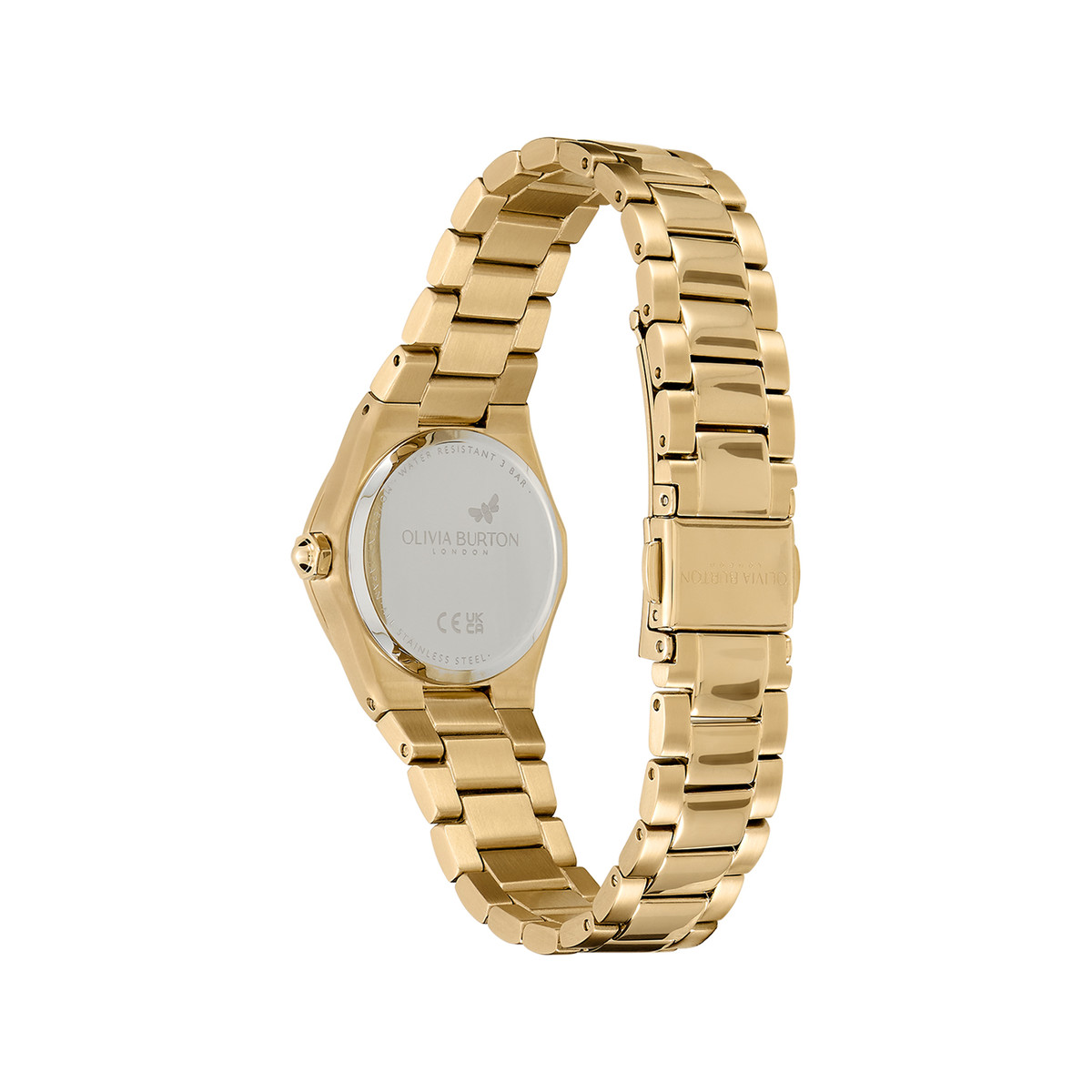 Montre OLIVIA BURTON mini hexa femme analogique, bracelet acier doré jaune - vue 3