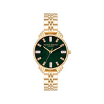 Montre OLIVIA BURTON art deco femme analogique, bracelet acier doré jaune - vue 1
