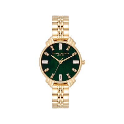 Montre OLIVIA BURTON art deco femme analogique, bracelet acier doré jaune - vue 1
