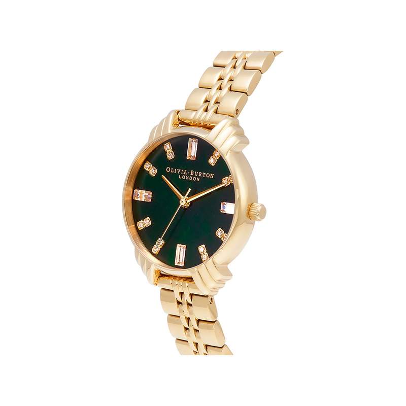Montre OLIVIA BURTON art deco femme analogique, bracelet acier doré jaune - vue 2