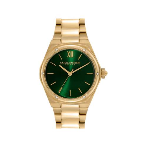 Montre OLIVIA BURTON hexa femme analogique, bracelet acier doré jaune
