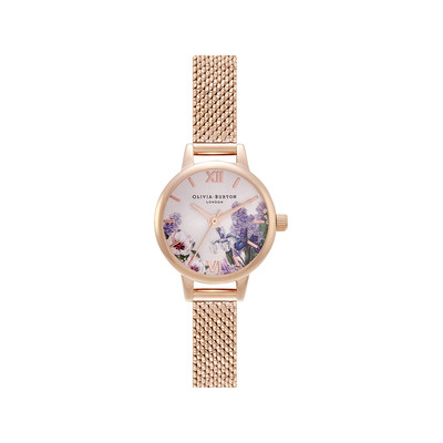 Montre OLIVIA BURTON secret garden femme analogique, bracelet acier doré rose - vue 1