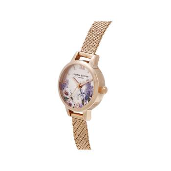 OLIVIA BURTON Secret Garden analoog dameshorloge, roze vergulde stalen band