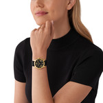 Montre MICHAEL KORS lexington femme bracelet cuir noir - vue porté 1