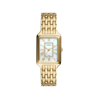 FOSSIL raquel dameshorloge roestvrij stalen armband gouden wijzerplaat 26 mm