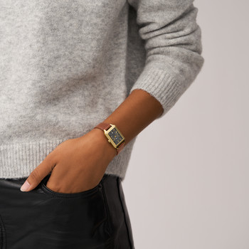 FOSSIL raquel dameshorloge met bruine leren band