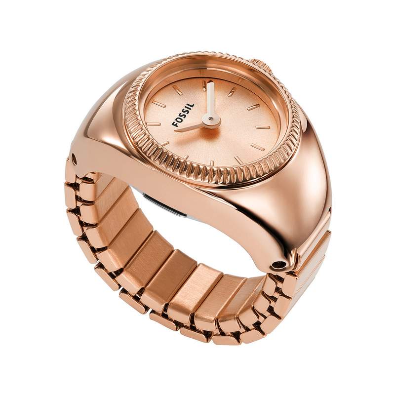 Montre FOSSIL watch ring femme bracelet acier inoxydable doré rose - vue 1