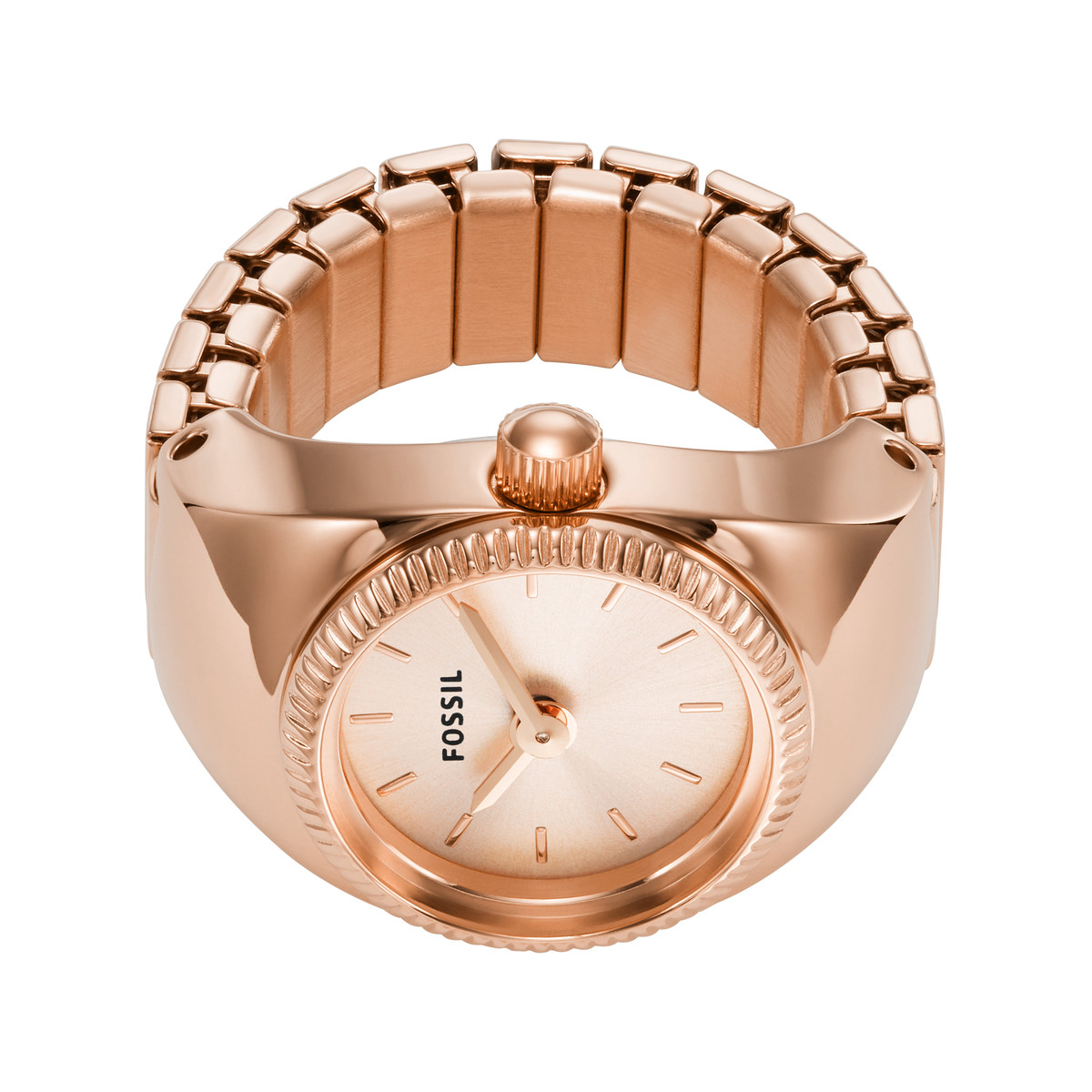 Montre FOSSIL watch ring femme bracelet acier inoxydable doré rose - vue 2