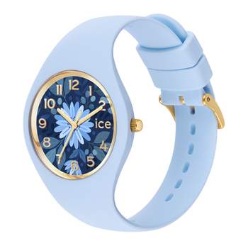 ICE WATCH Ice Flower dameshorloge met blauwe siliconenband