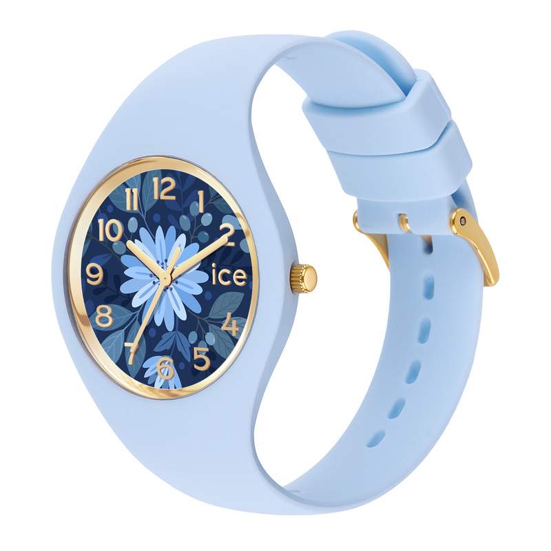 Montre ICE WATCH ice flower femme bracelet silicone bleu - vue D1