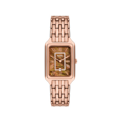 Montre FOSSIL raquel femme bracelet acier inoxydable doré rose - vue 1