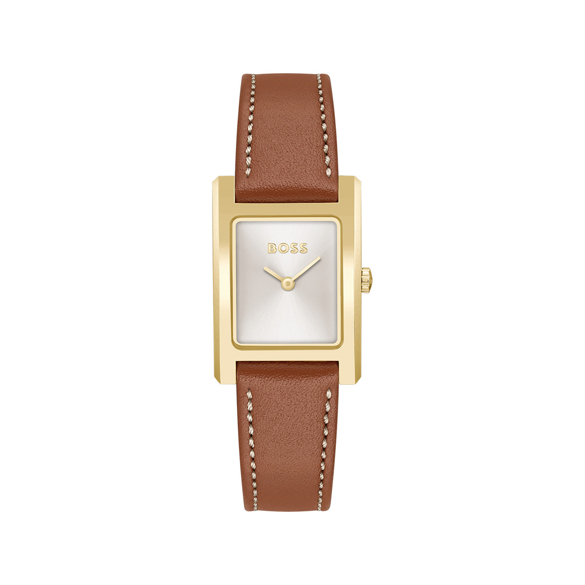 Montre BOSS business femme acier bracelet cuir marron