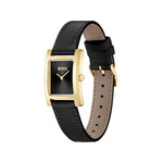 Montre BOSS business femme acier doré bracelet cuir noir - vue 2