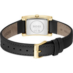 Montre BOSS business femme acier doré bracelet cuir noir - vue 3