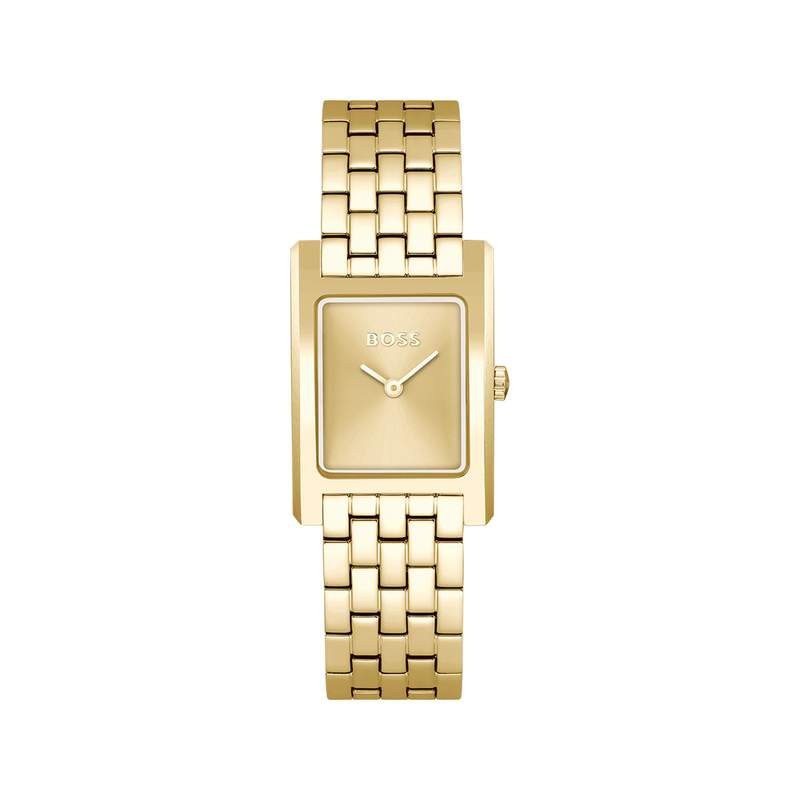Montre BOSS business femme bracelet acier doré jaune - vue 1