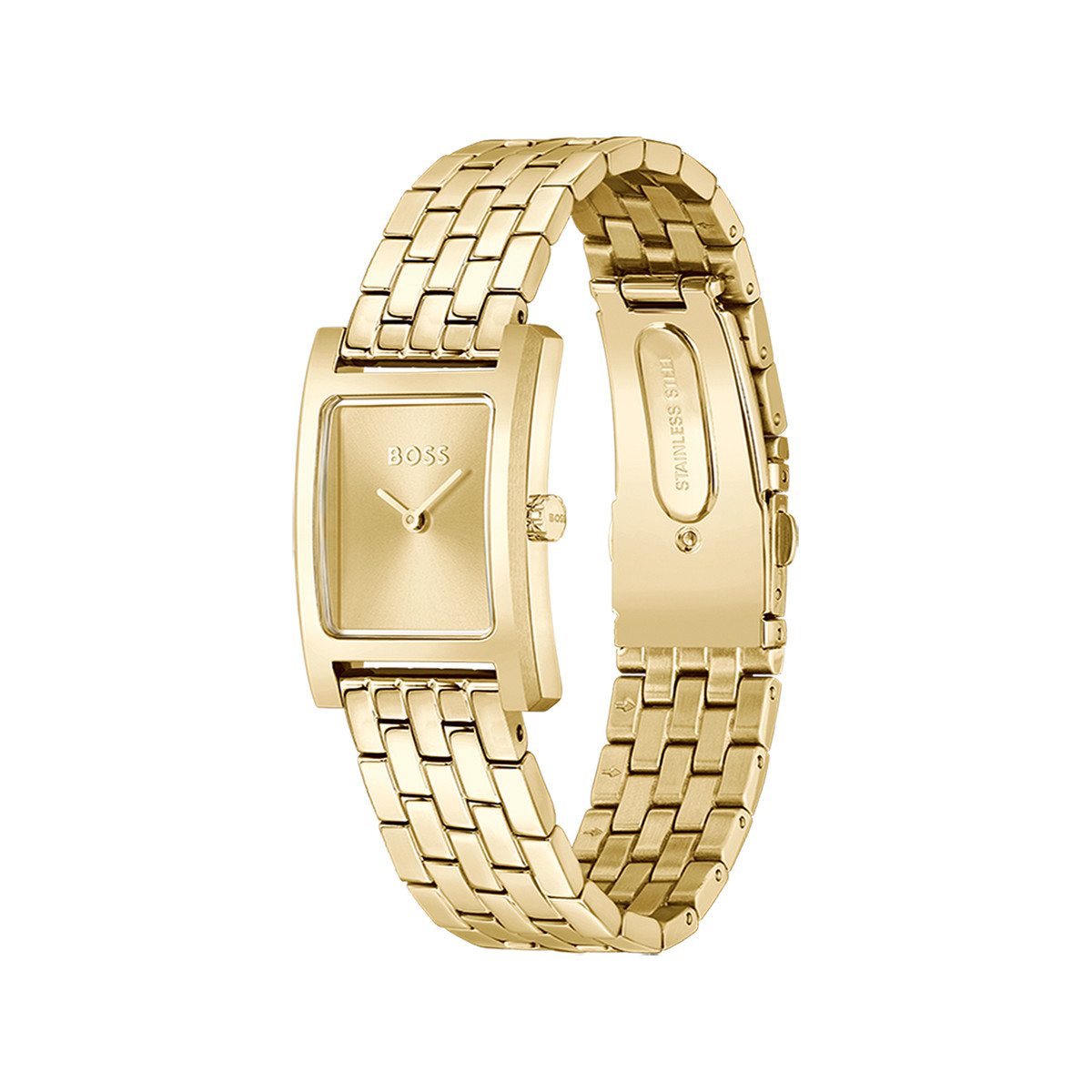 Montre BOSS business femme bracelet acier doré jaune - vue 2