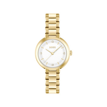 Montre BOSS business femme bracelet acier inoxydable doré jaune
