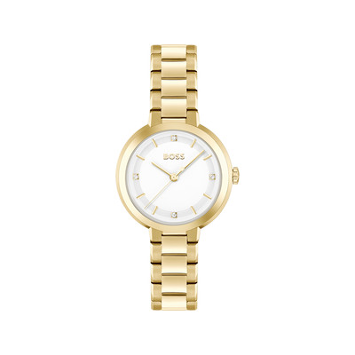 Montre BOSS business femme bracelet acier inoxydable doré jaune
