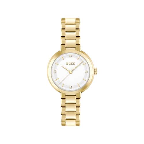 Montre BOSS business femme bracelet acier inoxydable doré jaune
