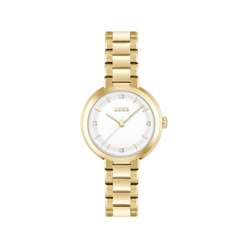 Montre BOSS business femme bracelet acier inoxydable doré jaune - vue 1