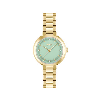 Montre BOSS business femme bracelet acier inoxydable doré jaune