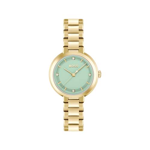 Montre BOSS business femme bracelet acier inoxydable doré jaune