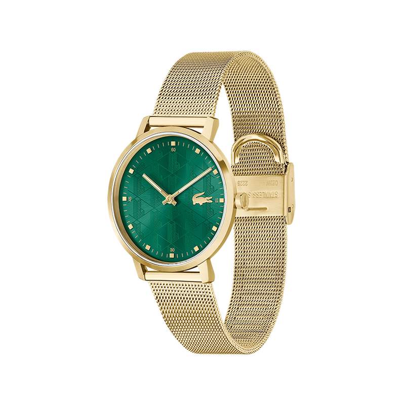 Montre LACOSTE femme bracelet silicone doré jaune - vue 2