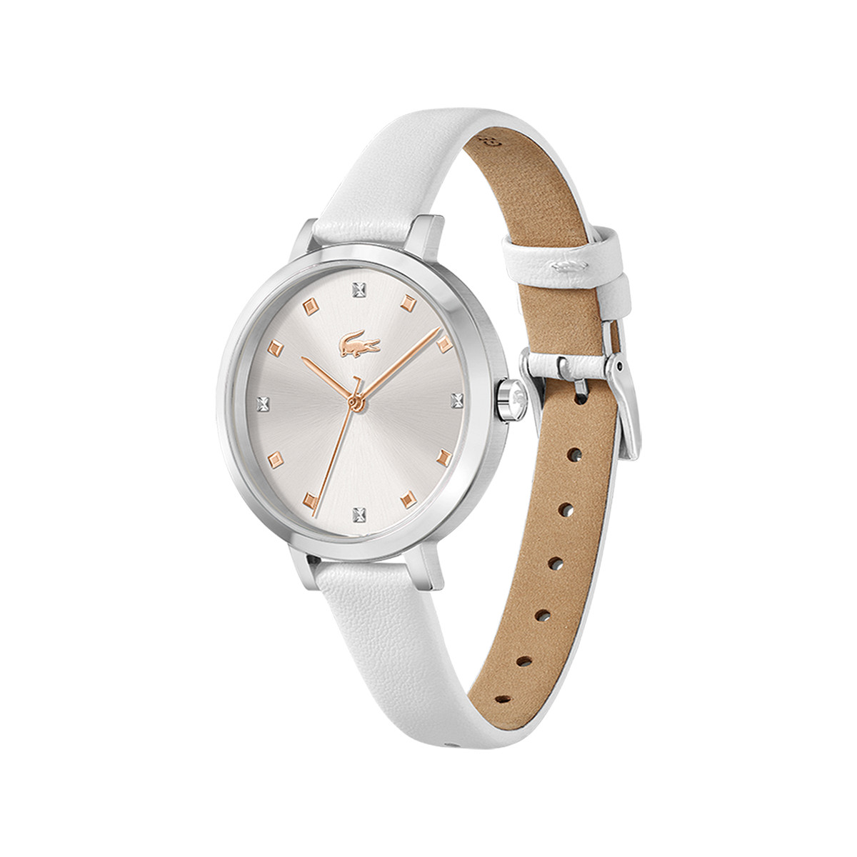 Montre LACOSTE femme plastique bracelet cuir blanc - vue 2