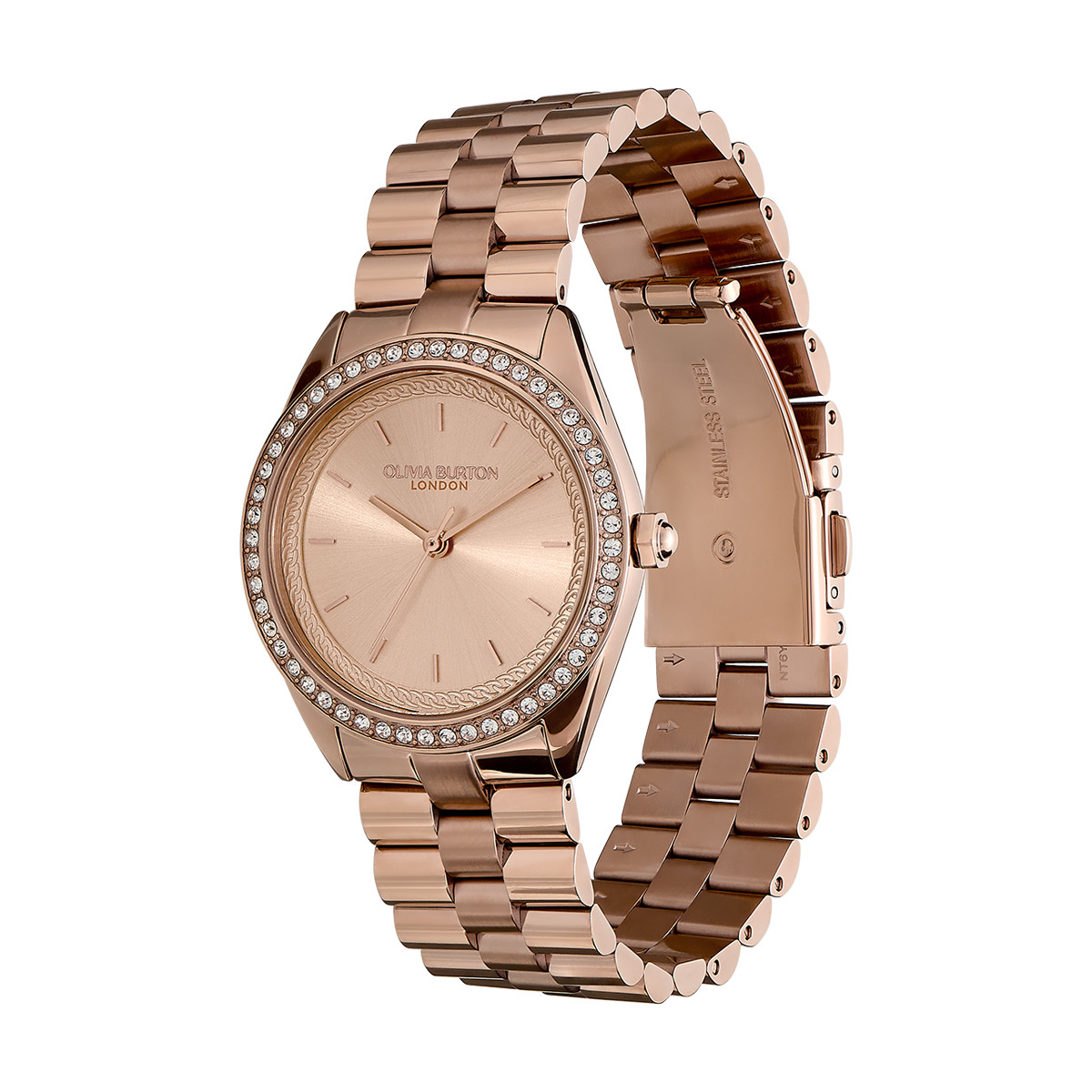 Montre OLIVIA BURTON femme bracelet acier inoxydable doré rose - vue D1