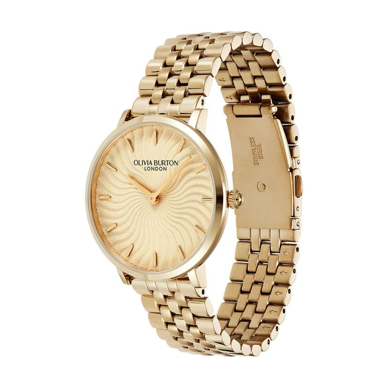 Montre OLIVIA BURTON femme bracelet acier inoxydable doré jaune - vue D1