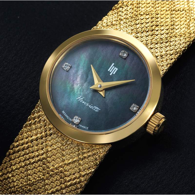 Montre LIP femme bracelet métal doré - vue D1