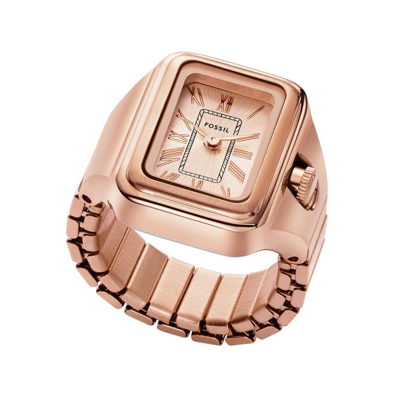 Montre FOSSIL watch ring femme bracelet acier inoxydable doré rose - vue 1