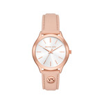 Montre MICHAEL KORS slim runway femme bracelet cuir beige - vue 1