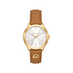 Montre MICHAEL KORS slim runway femme bracelet cuir marron - vue 1