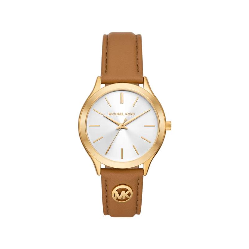 Montre MICHAEL KORS slim runway femme bracelet cuir marron - vue 1