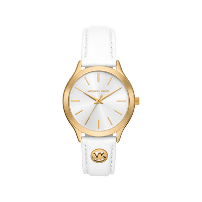 Montre MICHAEL KORS slim runway femme bracelet cuir blanc - vue 1