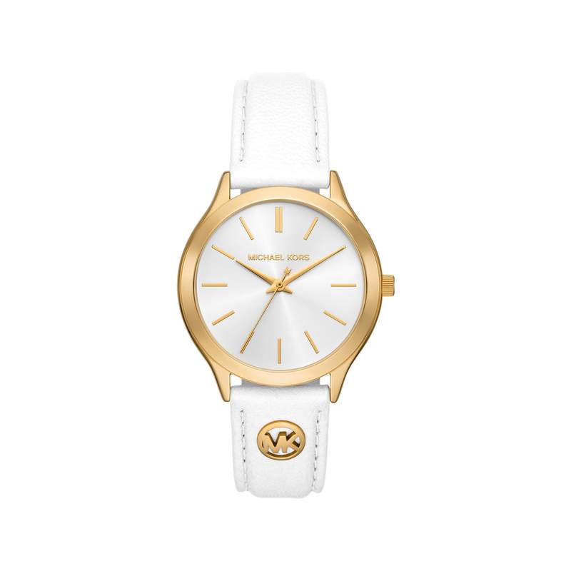 Montre MICHAEL KORS slim runway femme bracelet cuir blanc - vue 1