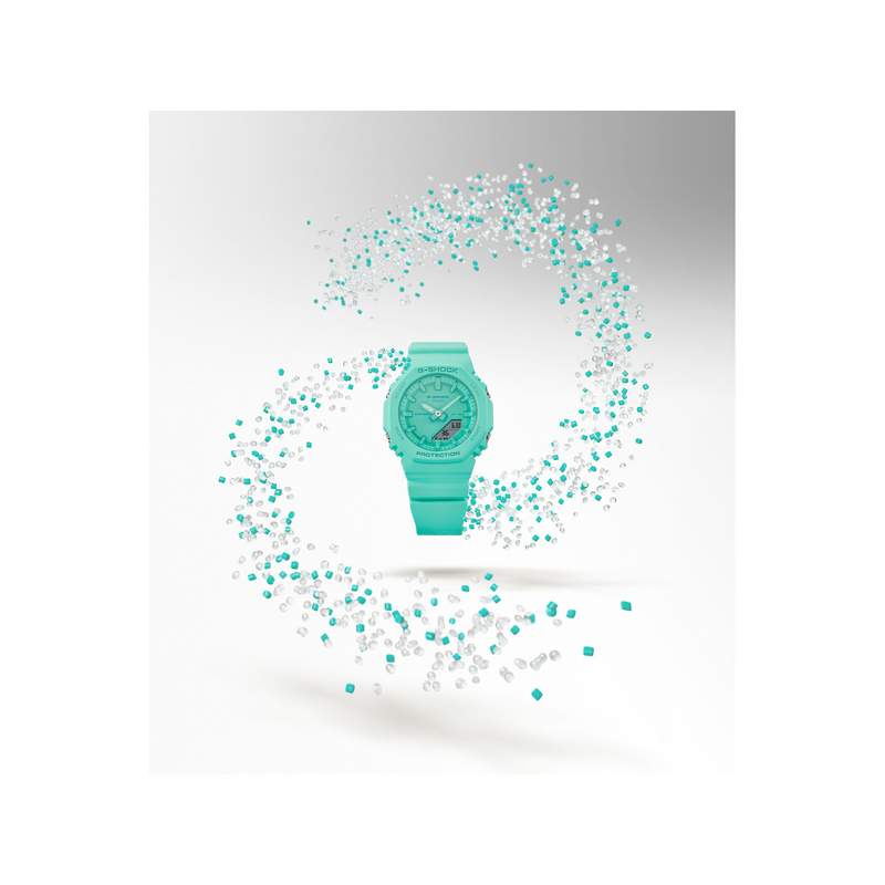 Montre CASIO G-SHOCK femme bracelet resine bleu turquoise - vue D5