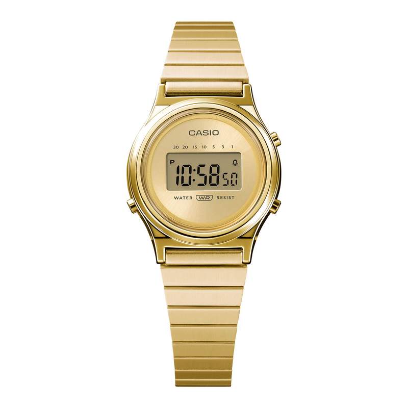 Montre CASIO VINTAGE femme bracelet acier inoxydable jaune - vue D3