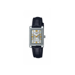 Montre CASIO femme boitier acier bracelet cuir noir - vue 1