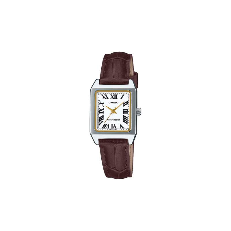 Montre CASIO HERITAGE femme bracelet cuir marron fonce - vue 1