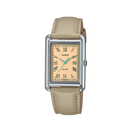 Montre CASIO femme bracelet cuir beige