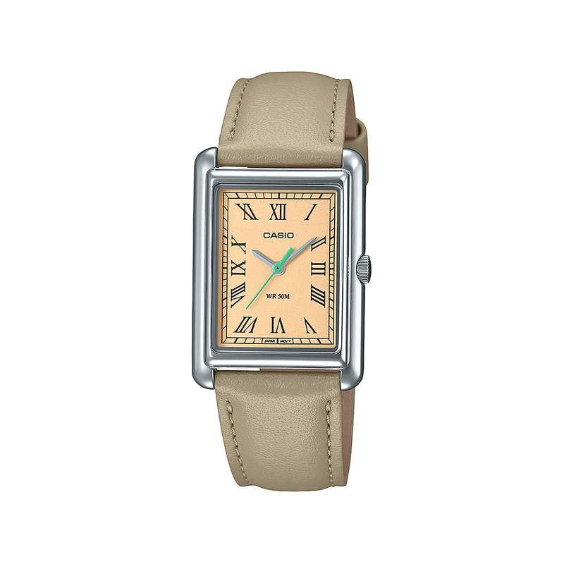 Montre CASIO femme bracelet cuir beige - vue 1