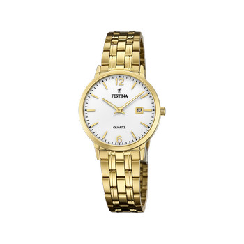Montre FESTINA classique femme bracelet acier doré