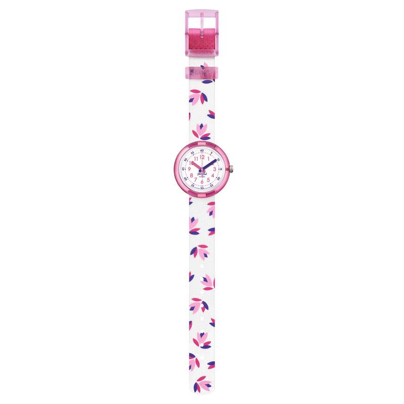 Montre FLIK FLAK MARINETTE enfant plastique biosourcé bracelet pet recyclé blanc - vue D1